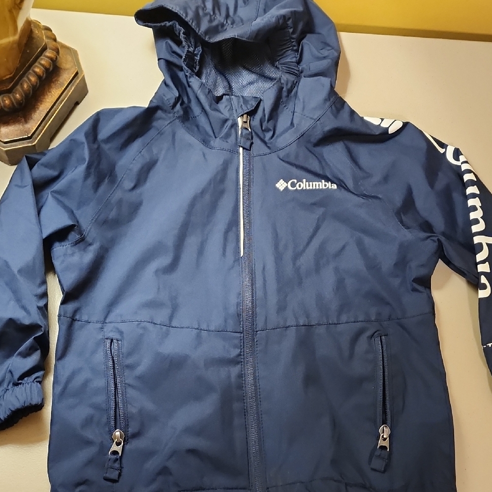 Columbia Navy Hooded Windbreaker with White Logo